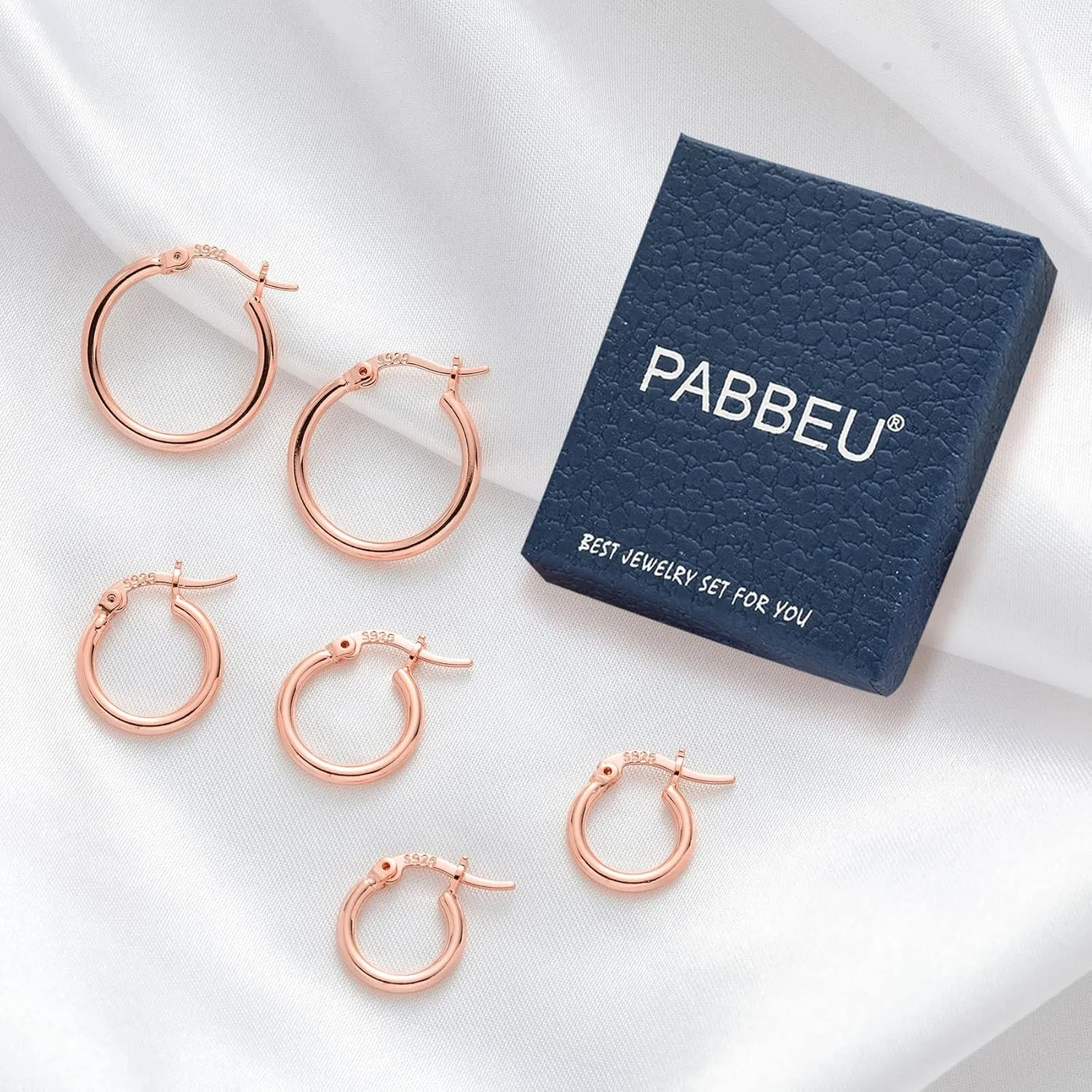 PABBEU Gold Hoop Earrings for Women Sterling Silver Post Small Gold Hoop Earrings 14k Real Gold Tiny Hypoallergenic Small Hoop Earrings Set for Women Men 13/15 /20mm