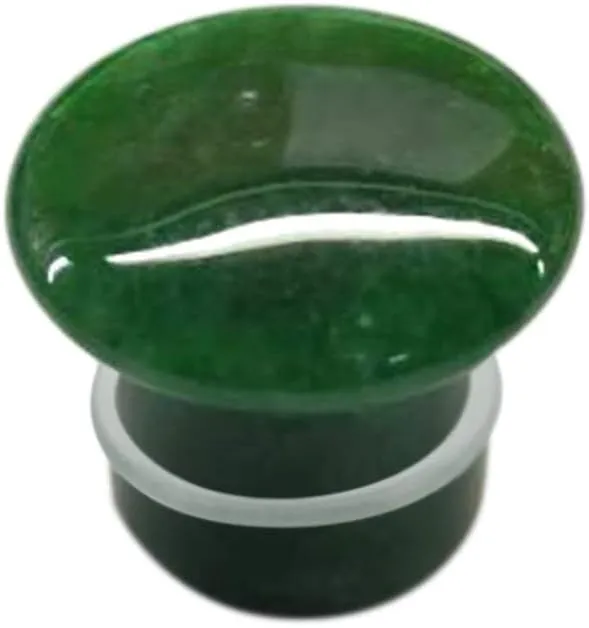 Pair of Green Jade Single Flare Stone Ear Plugs Silicone O-Ring Expander synthetic Gauges 8ga - 1 inch E617