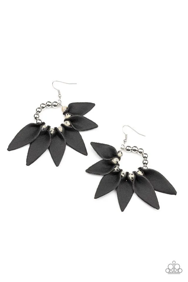 Paparazzi Earring ~ Flower Child Fever - Black