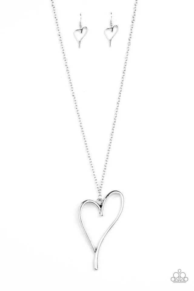 Paparazzi Necklace ~ HEARTS So Good - Silver