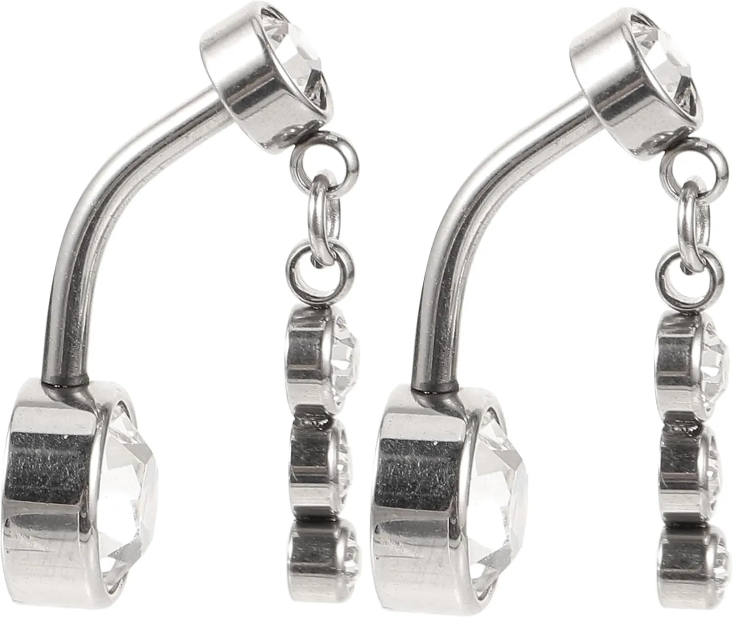 PartyKindom Elegant Belly Button Piercing Kit Stainless Steel Belly Ring for Women Shiny Jewelry