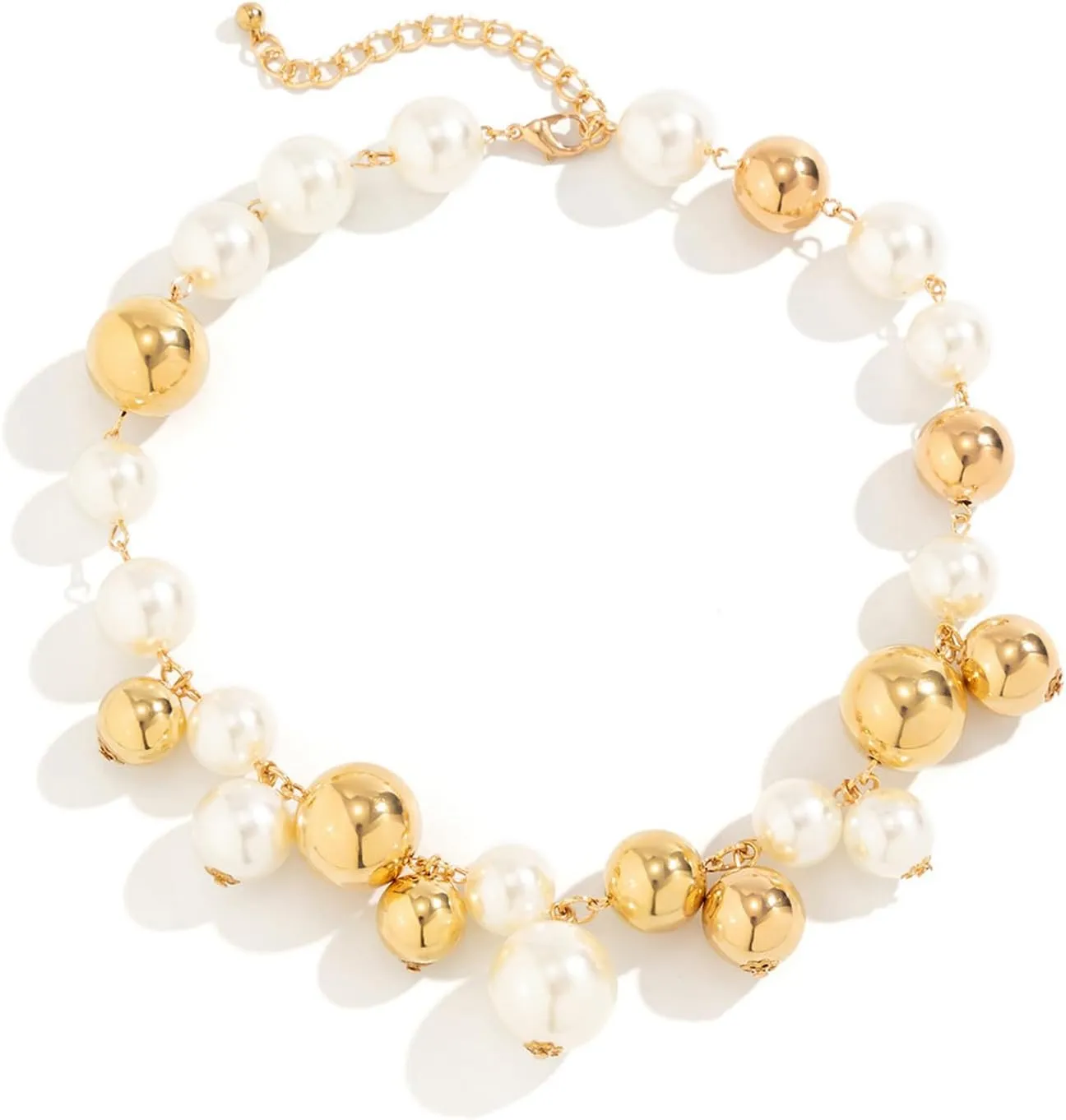 Pearl Choker Necklaces for Women Fake Pearl Necklace Big Chunky Pearl Necklace Gold Statement Necklace Party Bride Wedding Trendy Jewelry Gifts