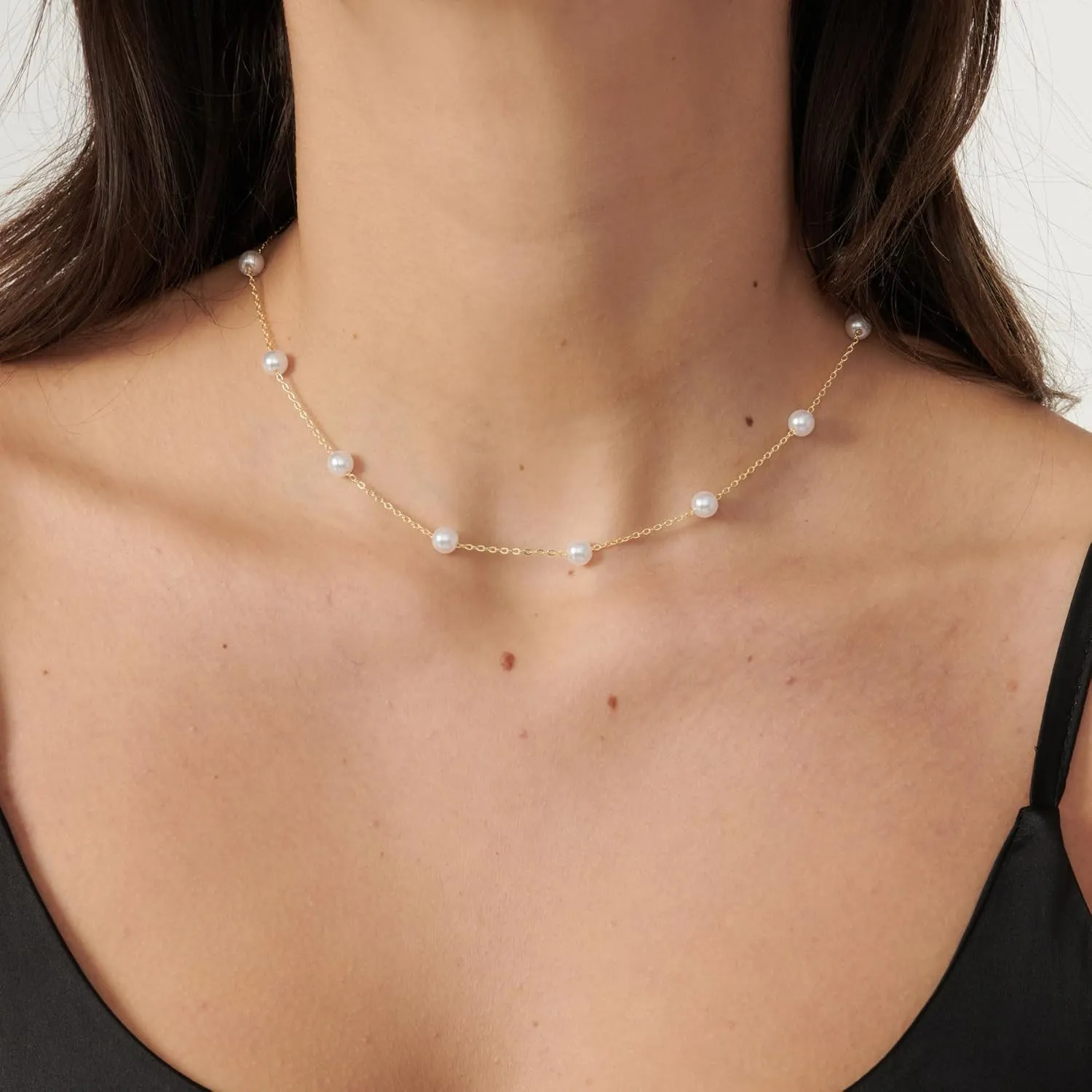 Pearl Necklaces for Women | 14K Gold Plated Chain with Handpicked Pearls, Timeless Dainty Jewelry Gift