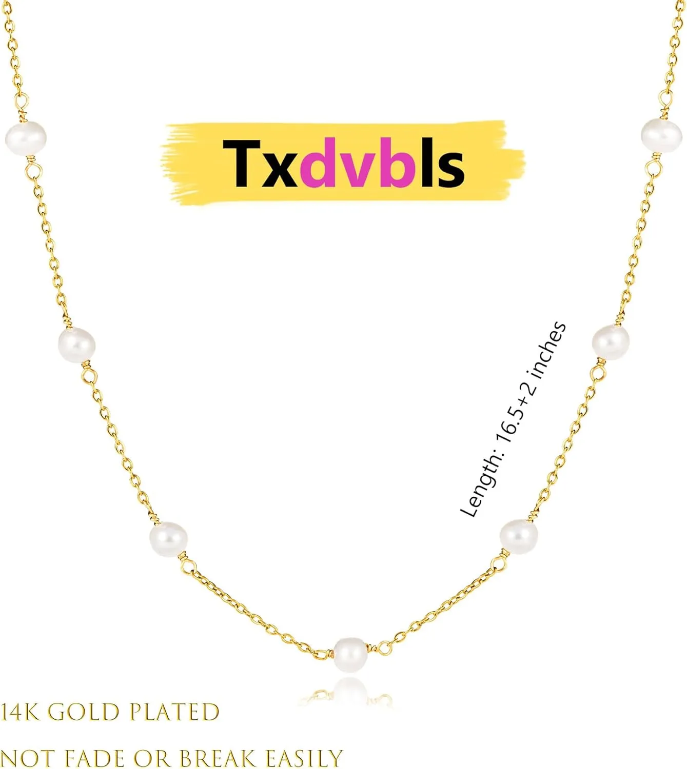 Pearl Necklaces for Women | 14K Gold Plated Chain with Handpicked Pearls, Timeless Dainty Jewelry Gift