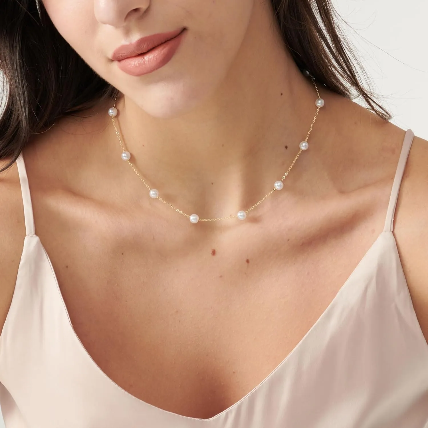 Pearl Necklaces for Women | 14K Gold Plated Chain with Handpicked Pearls, Timeless Dainty Jewelry Gift