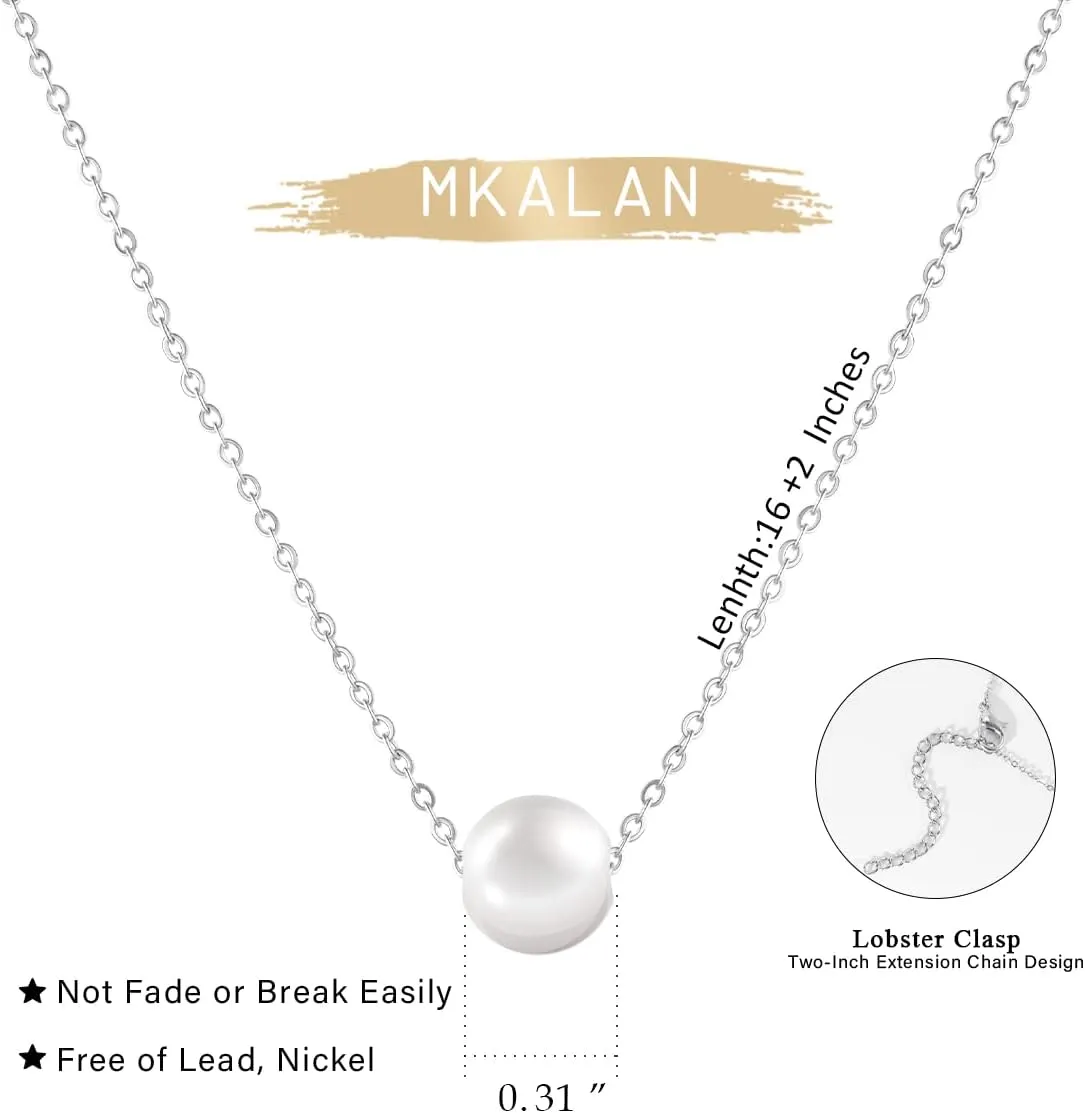 Pearl Necklaces for Women,14K Real Gold Plated Dainty Cute Pearl Necklace for Women Handmade Pearl Chain Necklace Everyday Jewelry Gift