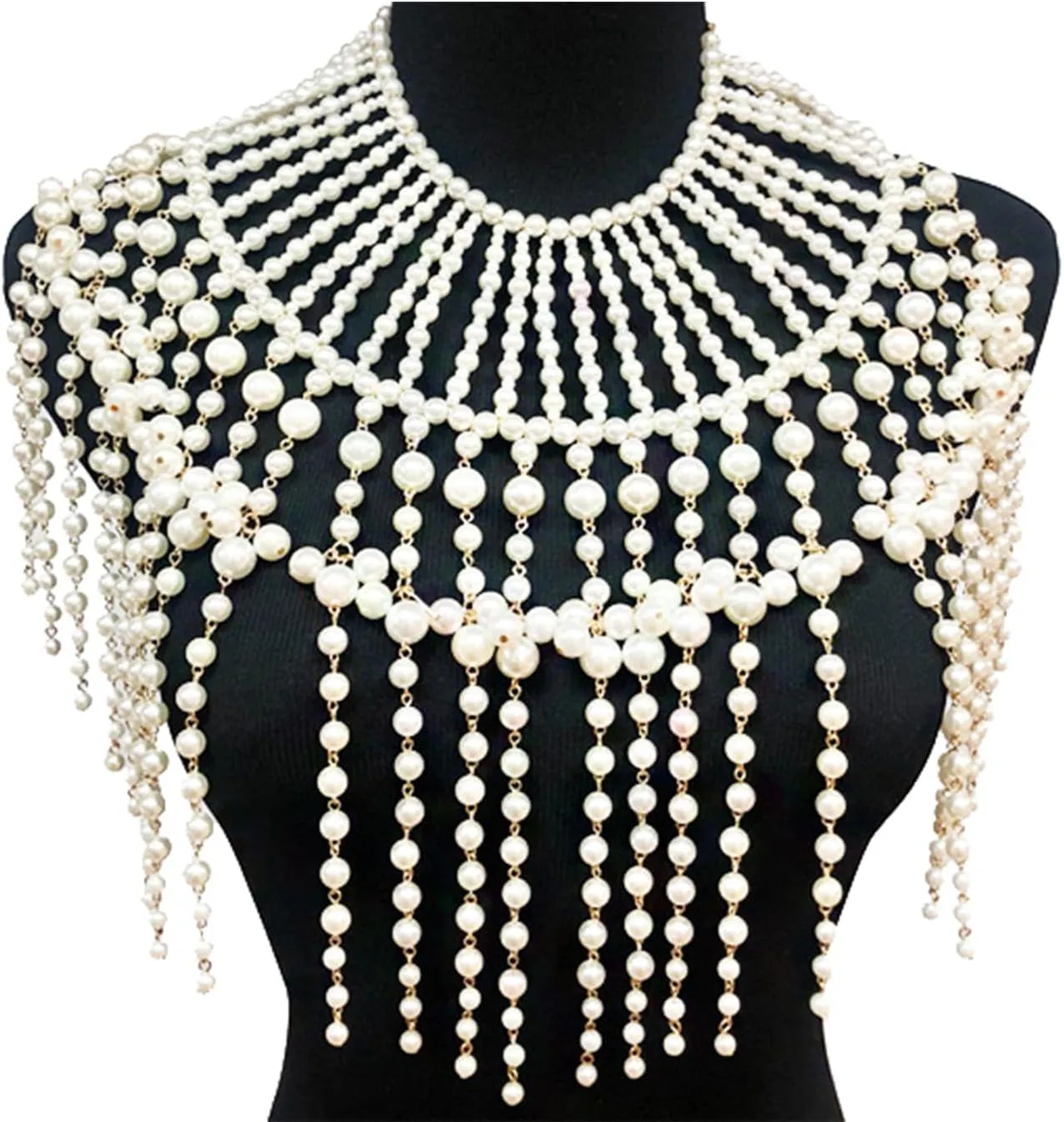 Pearl Shoulder Body Chain Necklaces Bra Imitation Pearls Handmade Fashion Exaggerated Layered Jewelry For Women