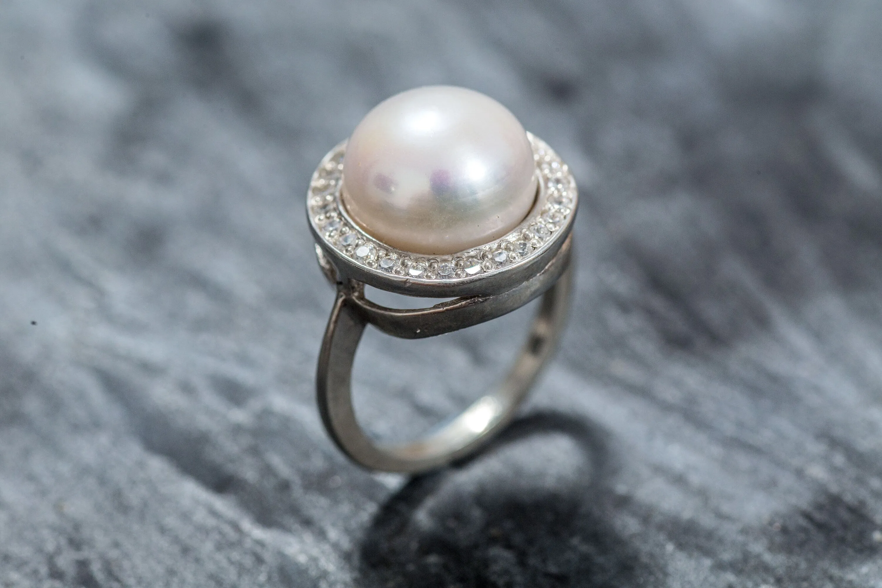 Pearl Statement Ring - White Pearl Ring - Pearl Vintage Ring
