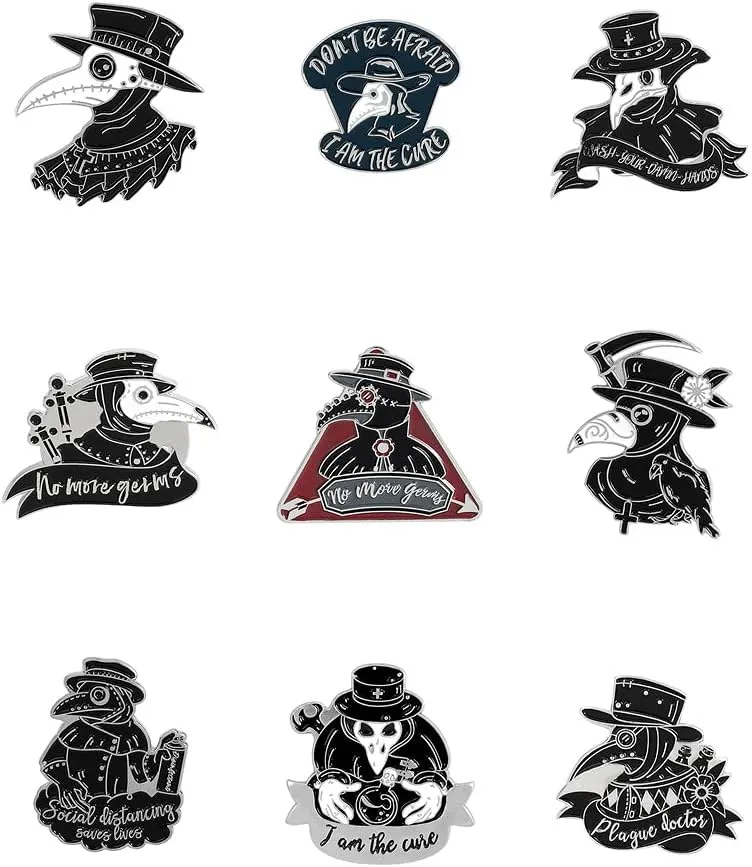 Plague Doctor Bulk Enamel Pins Set Anime Pins for Backpacks Aesthetic Gothic Punk Pins for Jackets Hats Clothes