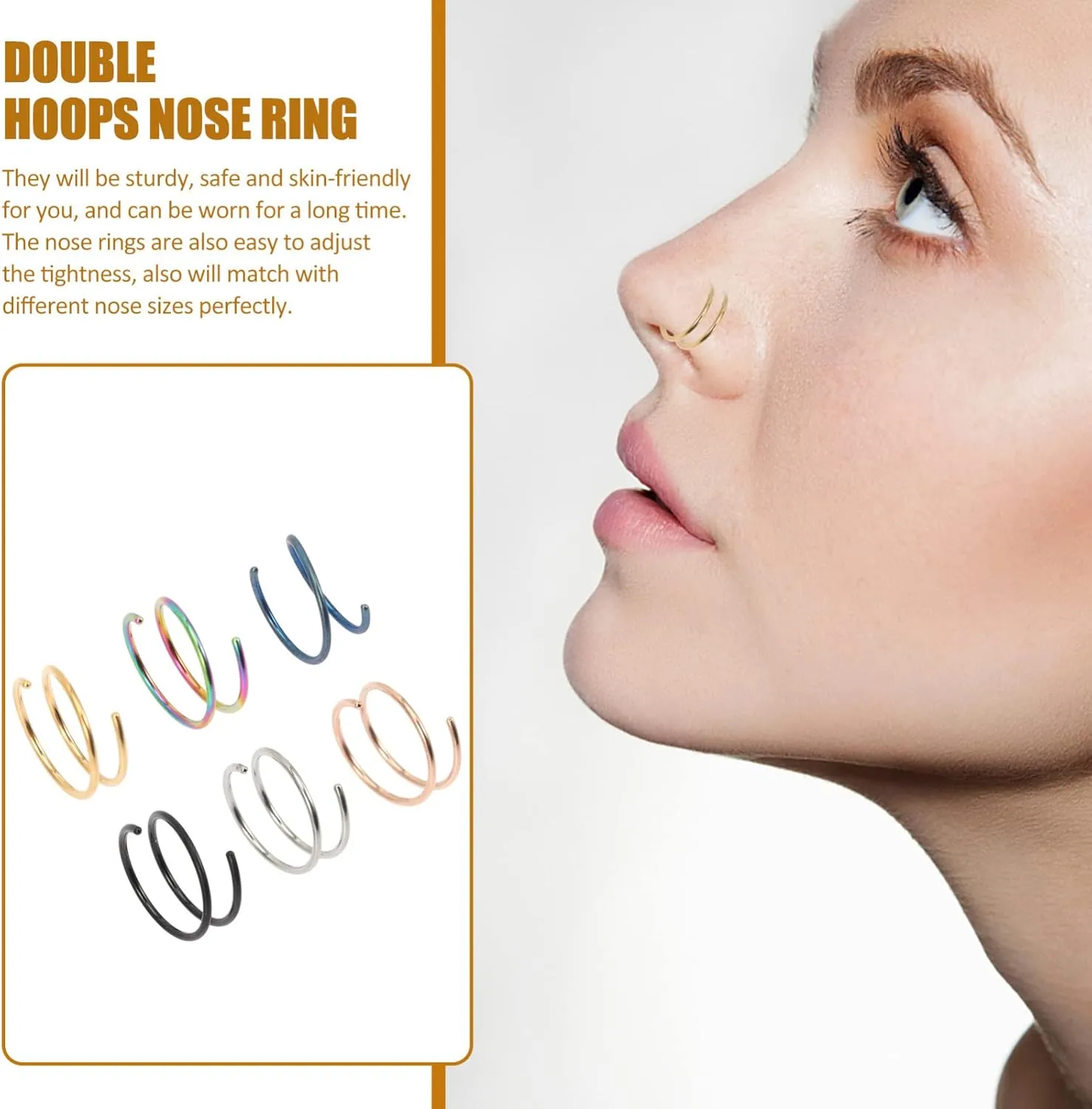 PRETYZOOM 6pcs Spring Nose Ring Nose Hoops Nose Jewelry for Women Nose Rings Nose Ring Hoops Fake Nose Ring Hoops