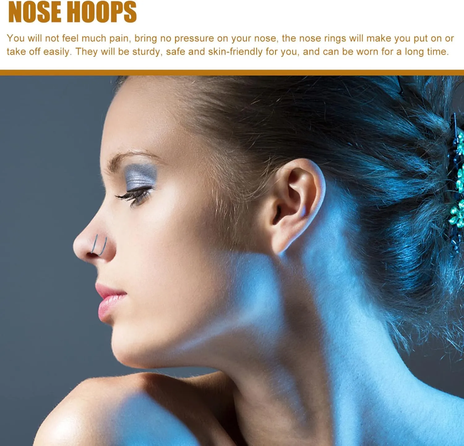 PRETYZOOM 6pcs Spring Nose Ring Nose Hoops Nose Jewelry for Women Nose Rings Nose Ring Hoops Fake Nose Ring Hoops