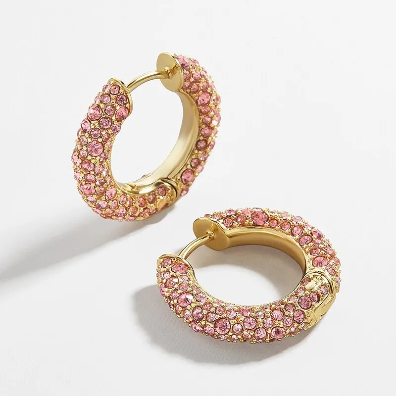 Rainbow Earrings Cubic Zirconia Ear Cuff Set for Female Trendy Gold Clip on Earrings Ear cuff