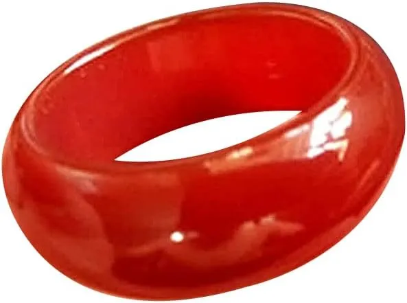 Red Jade Rings for Men Women- Natural Chinese Gemstone Jade Band Ring- Good Luck Jewelry (Size : 7)