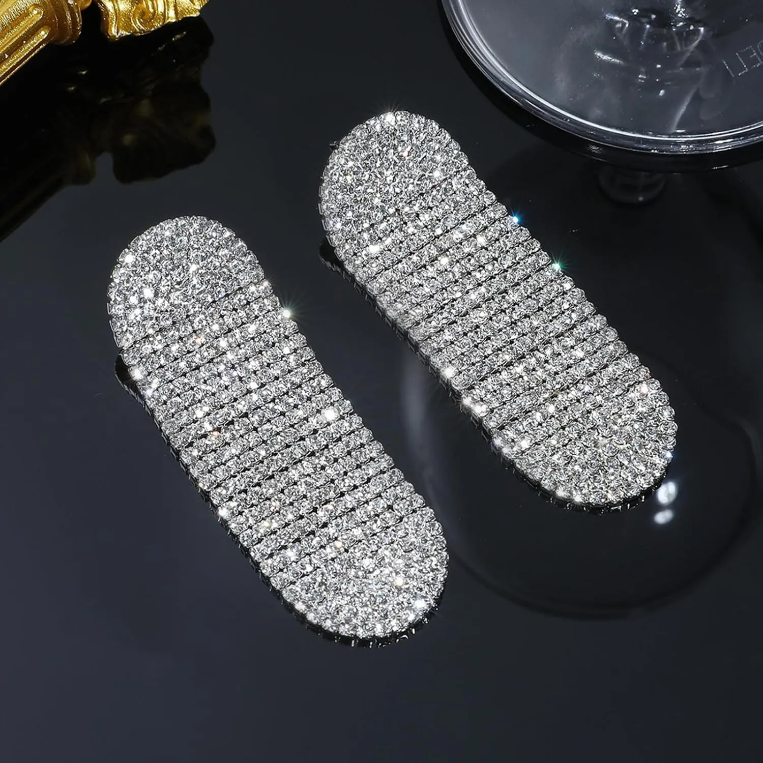 Rhinestone Drop Earrings for Women Sparkly Long Tassel Earrings Dangling Crystal Statement Prom Earrings Wedding Party Dress Outfit Jewerly Gifts