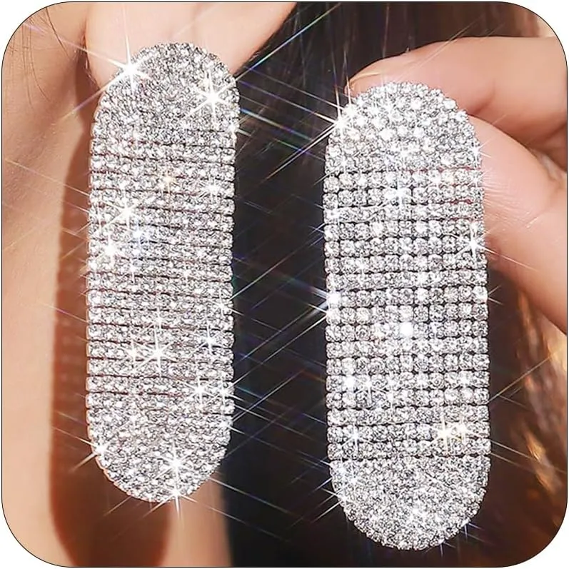 Rhinestone Drop Earrings for Women Sparkly Long Tassel Earrings Dangling Crystal Statement Prom Earrings Wedding Party Dress Outfit Jewerly Gifts