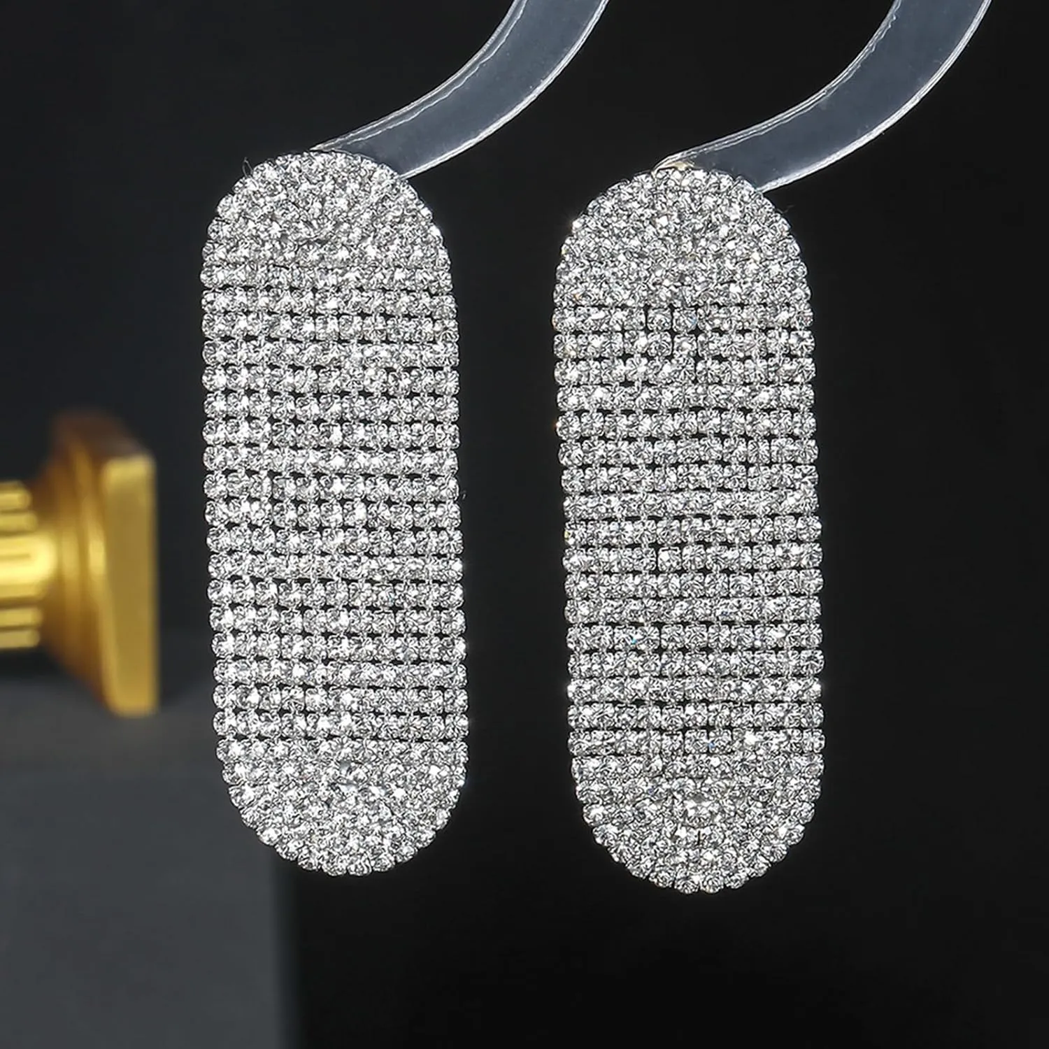 Rhinestone Drop Earrings for Women Sparkly Long Tassel Earrings Dangling Crystal Statement Prom Earrings Wedding Party Dress Outfit Jewerly Gifts