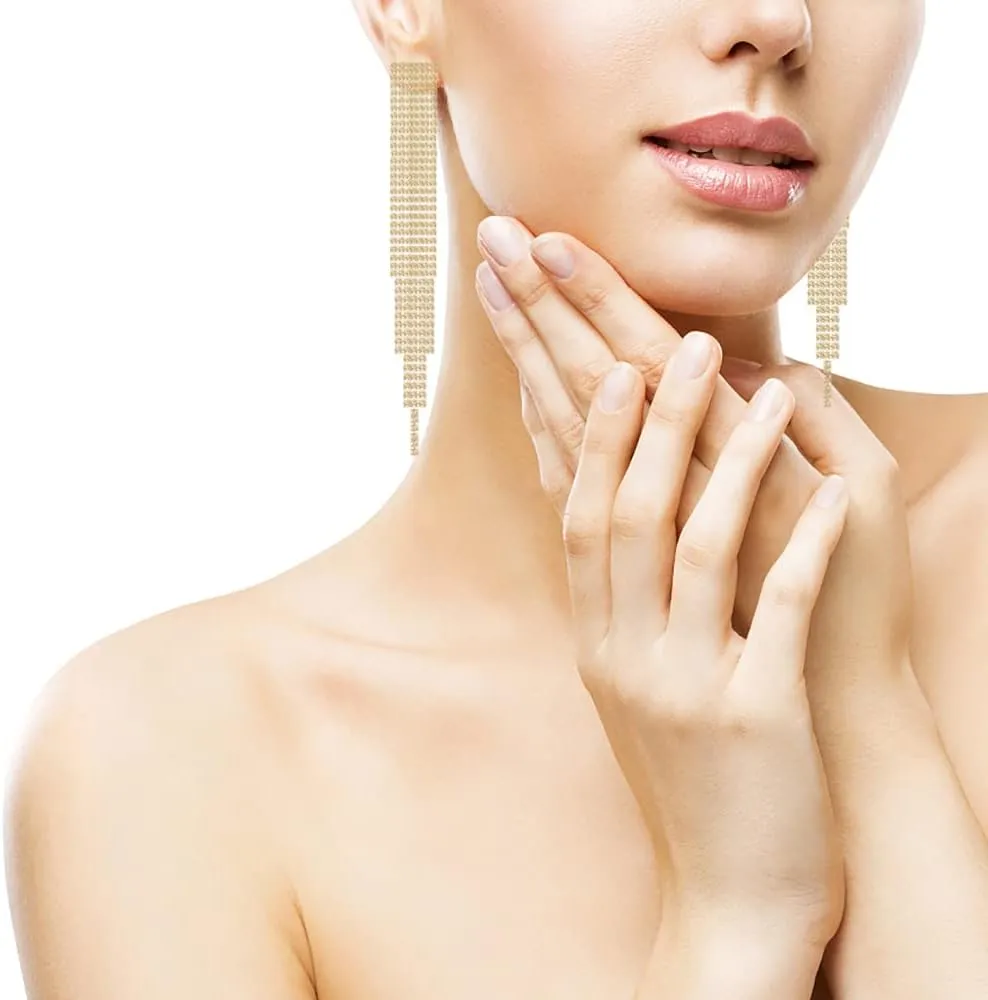 Rhinestone Long Tassel Earrings for Women Gold Silver Prom Earrings Crystal Chandelier Fringe Dangle Drop Earring Bridal Wedding Prom Dresses Jewelry 2025