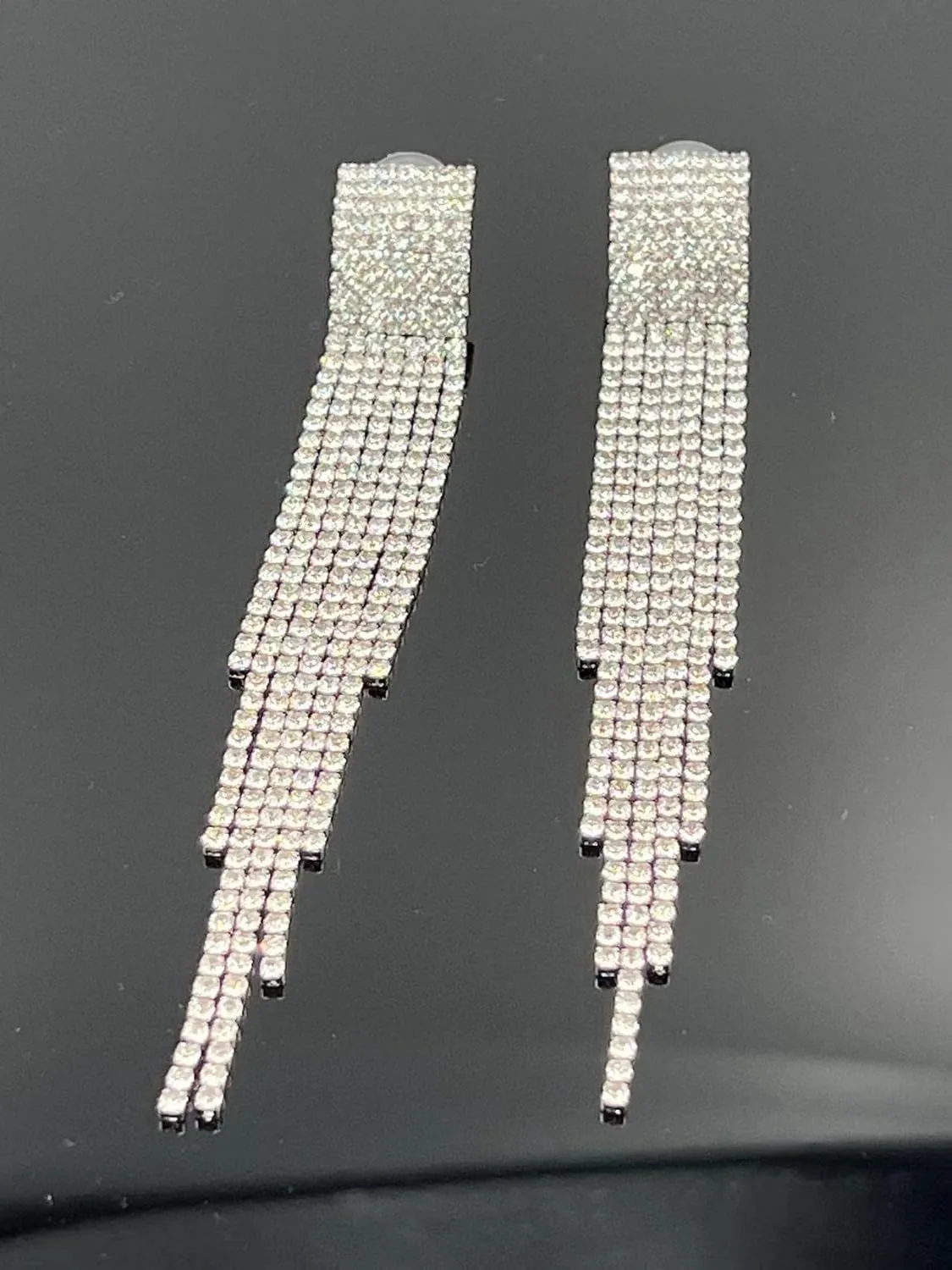 Rhinestone Long Tassel Earrings for Women Gold Silver Prom Earrings Crystal Chandelier Fringe Dangle Drop Earring Bridal Wedding Prom Dresses Jewelry 2025