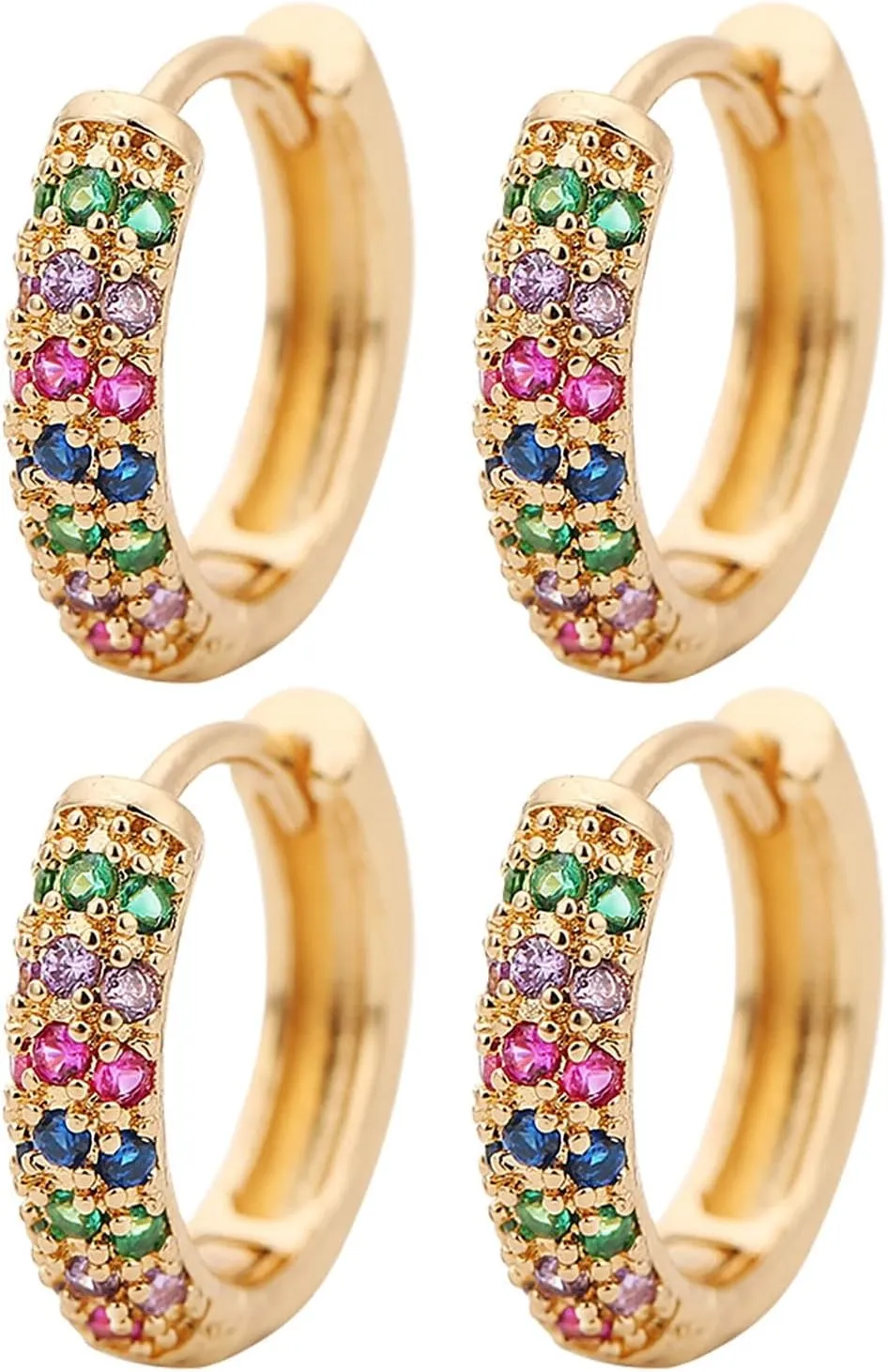 Rose Earring Cuff Small Hoop Earrings For Women Trendy Gold Plated Lightweight Cubic Zirconia Chunky Cartilage Huggie Hoop Earrings Gold Jewelry For Women Earrings Set