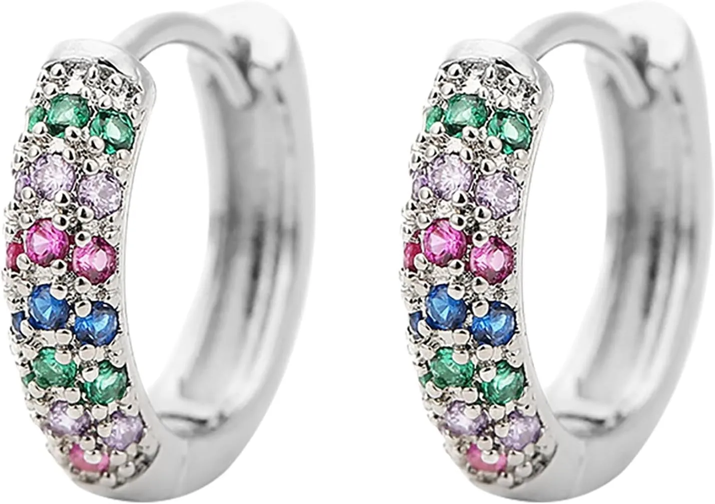 Rose Earring Cuff Small Hoop Earrings For Women Trendy Gold Plated Lightweight Cubic Zirconia Chunky Cartilage Huggie Hoop Earrings Gold Jewelry For Women Earrings Set