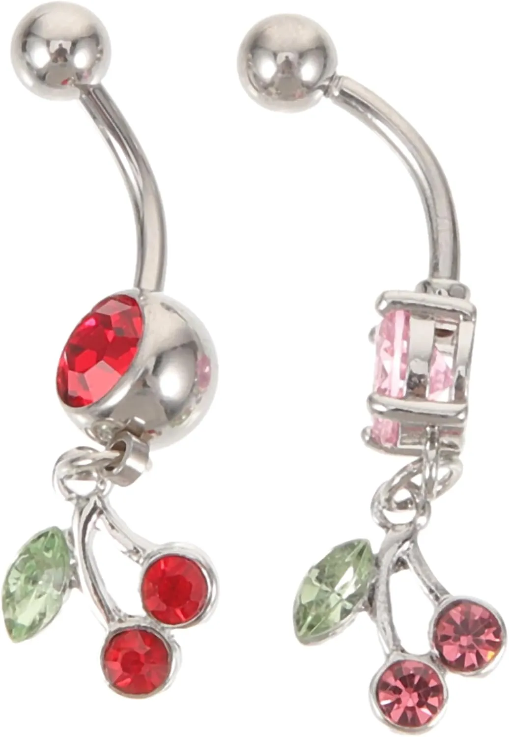 SAFIGLE Cherry Belly Button Rings Stainless Steel Unique Navel Jewelry for Women
