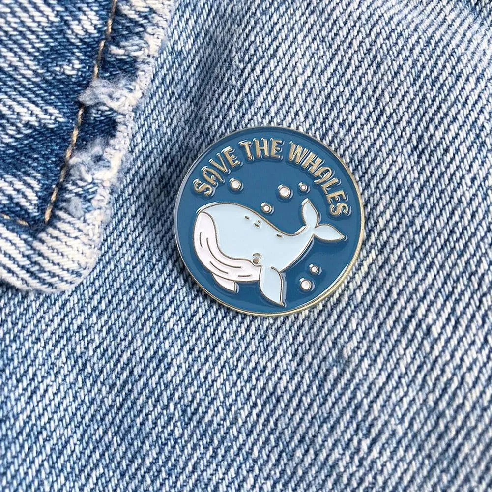 Save The Whales Enamel Pins Keep Our Oceans Clean Brooch Badge Protect The Earth Sea Animal Lapel Pins Jewelry Accessories for Clothes Collar Bags Backpack Hat