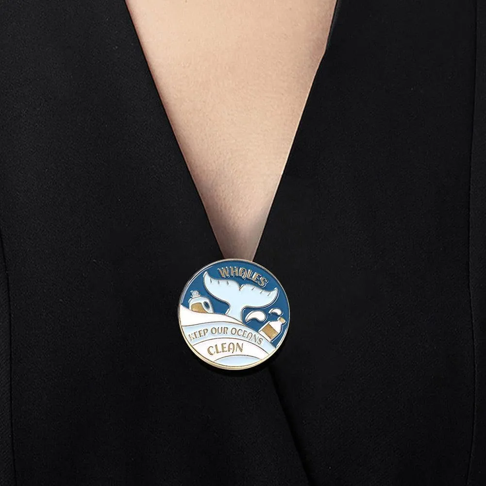 Save The Whales Enamel Pins Keep Our Oceans Clean Brooch Badge Protect The Earth Sea Animal Lapel Pins Jewelry Accessories for Clothes Collar Bags Backpack Hat