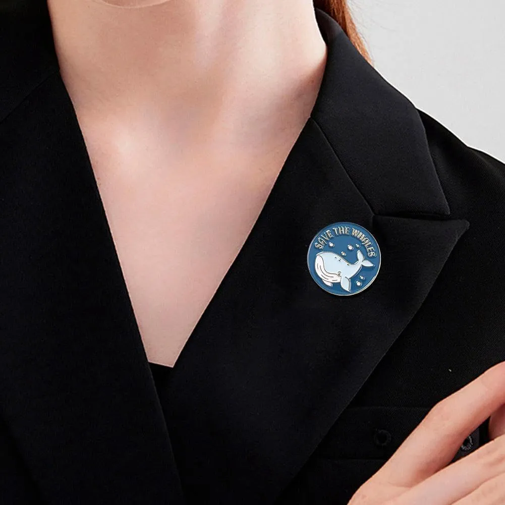 Save The Whales Enamel Pins Keep Our Oceans Clean Brooch Badge Protect The Earth Sea Animal Lapel Pins Jewelry Accessories for Clothes Collar Bags Backpack Hat