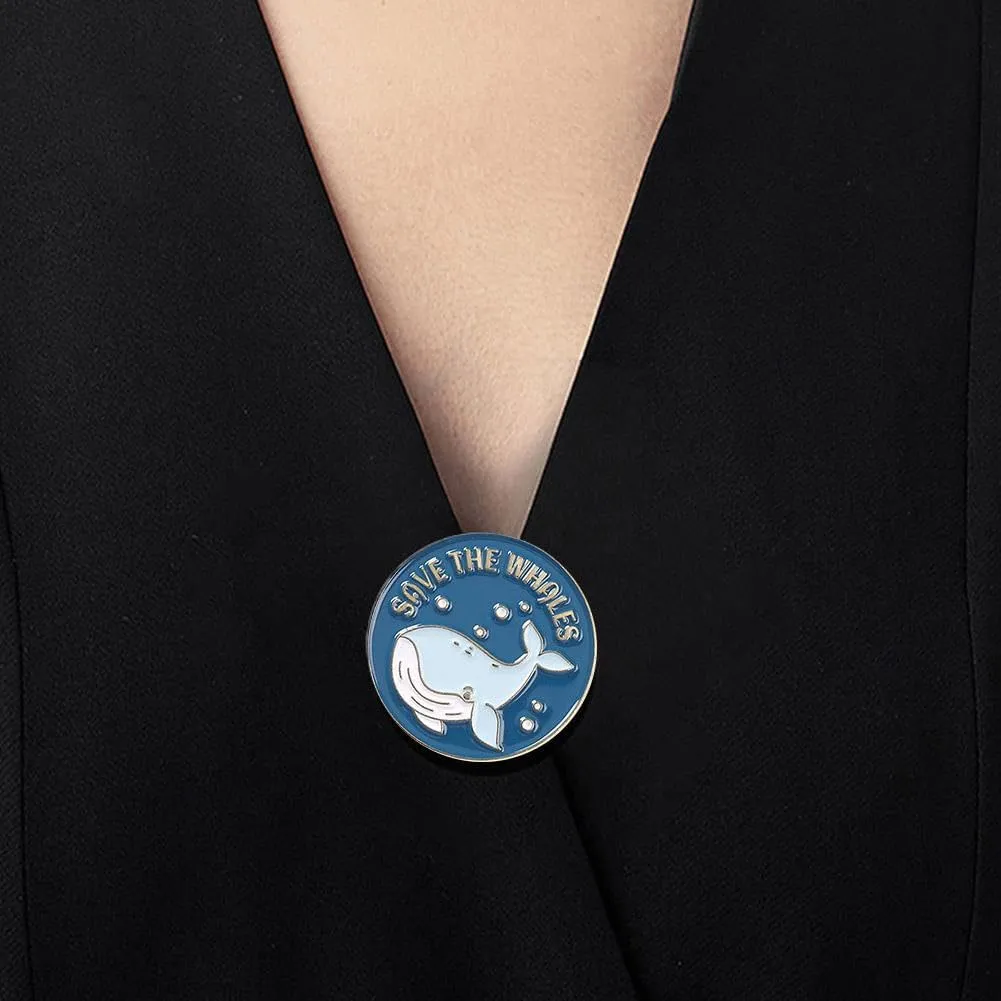 Save The Whales Enamel Pins Keep Our Oceans Clean Brooch Badge Protect The Earth Sea Animal Lapel Pins Jewelry Accessories for Clothes Collar Bags Backpack Hat