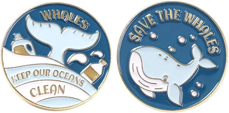 Save The Whales Enamel Pins Keep Our Oceans Clean Brooch Badge Protect The Earth Sea Animal Lapel Pins Jewelry Accessories for Clothes Collar Bags Backpack Hat