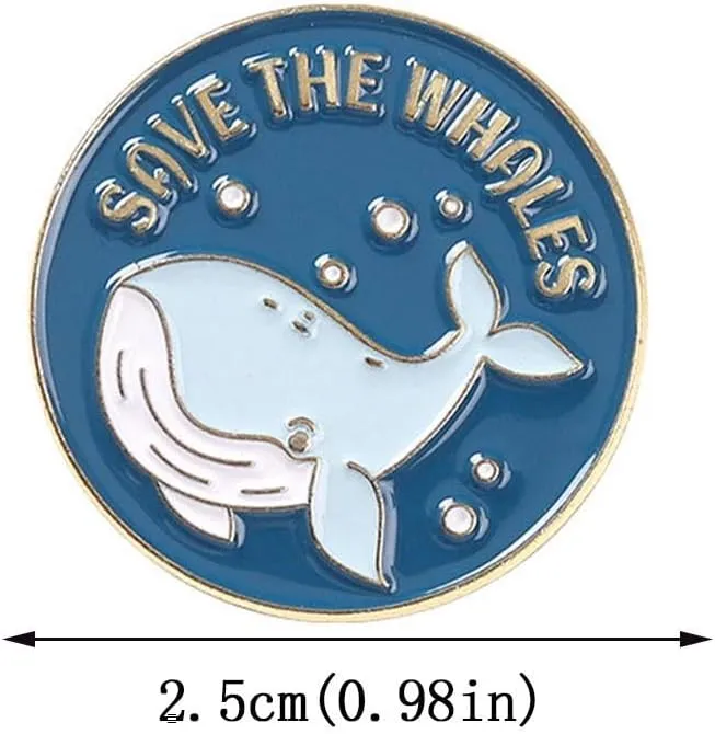 Save The Whales Enamel Pins Keep Our Oceans Clean Brooch Badge Protect The Earth Sea Animal Lapel Pins Jewelry Accessories for Clothes Collar Bags Backpack Hat
