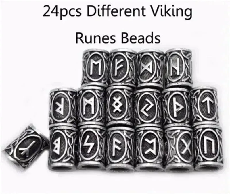 Set Of Viking Rune Bead Bracelets Gothic Bracelets