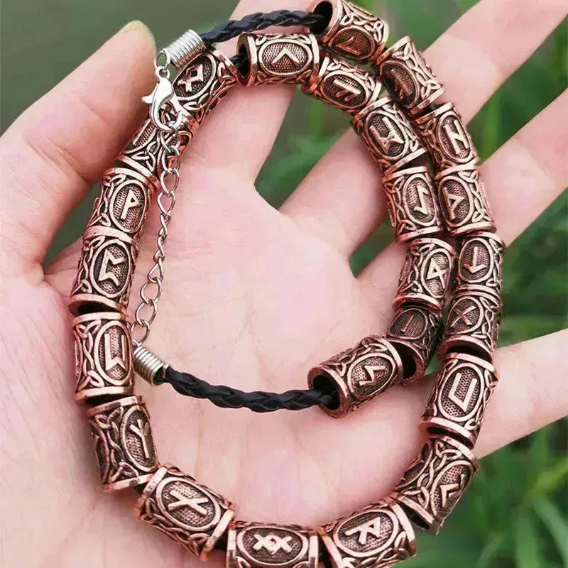 Set Of Viking Rune Bead Bracelets Gothic Bracelets