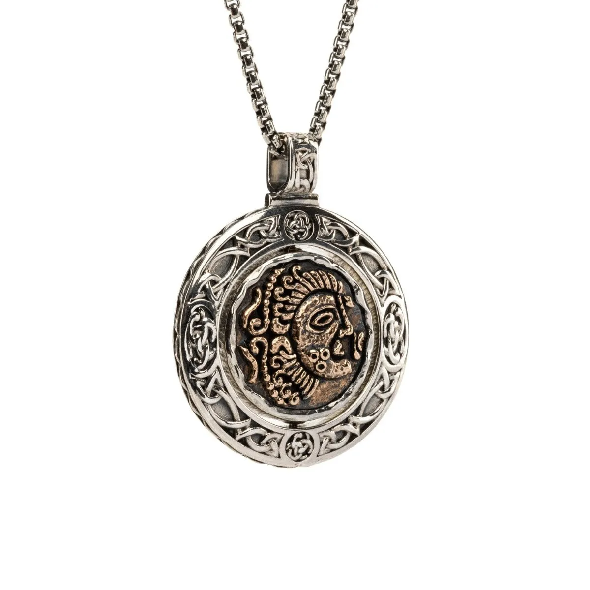 Silver and Bronze Celestial Messengers Ancient Celtic Coin Spinner Pendant
