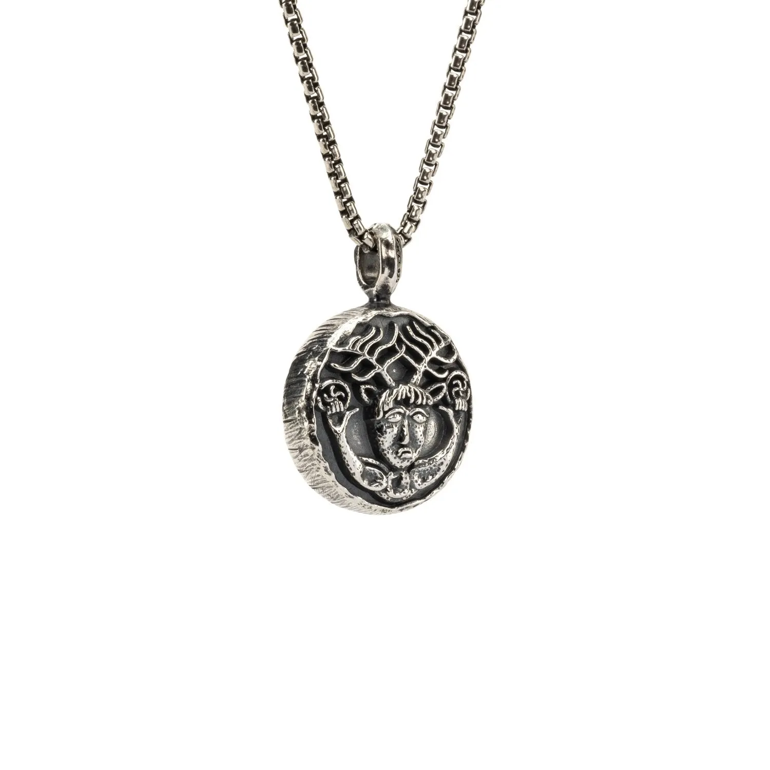 Silver and Bronze Cernunnos - God of the Wild- Ancient Celtic Coin Reversible Pendant