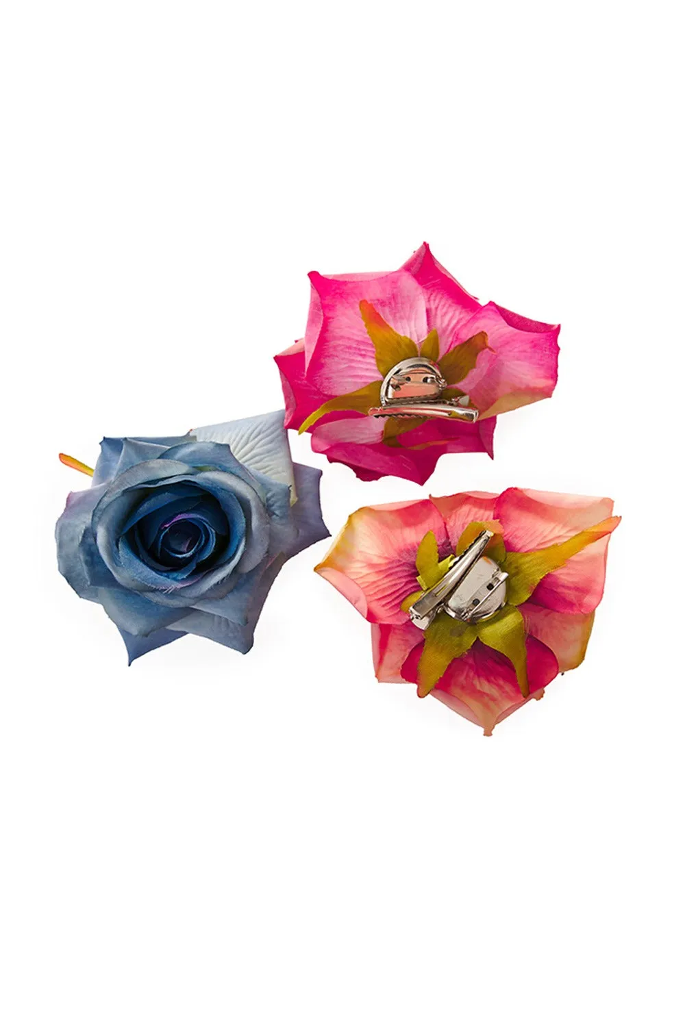 Single Blue Rose Hair Clip Corsage Brooch
