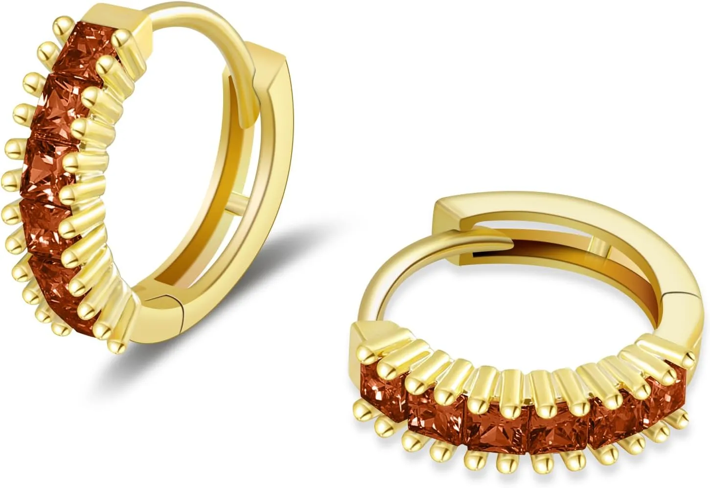Small Gold Hoop Earrings for Women 14K Real Gold Plated Mini Cartilage Hypoallergenic Cubic Zirconia Birthstone Gold Huggie Earrings for Women