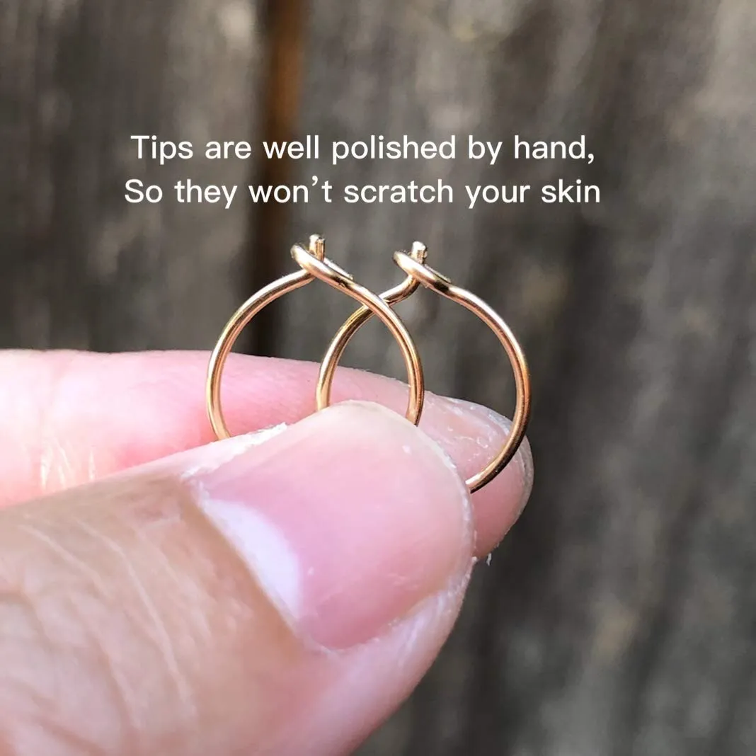 Small Thin Huggie Hoop Earrings for Women - 14k Gold Filled or Sterling Silver Tiny Hoops, Lightweigh Hypoallergenic Gold Hoop Earrings (14K Yellow Gold Filled, 12mm)