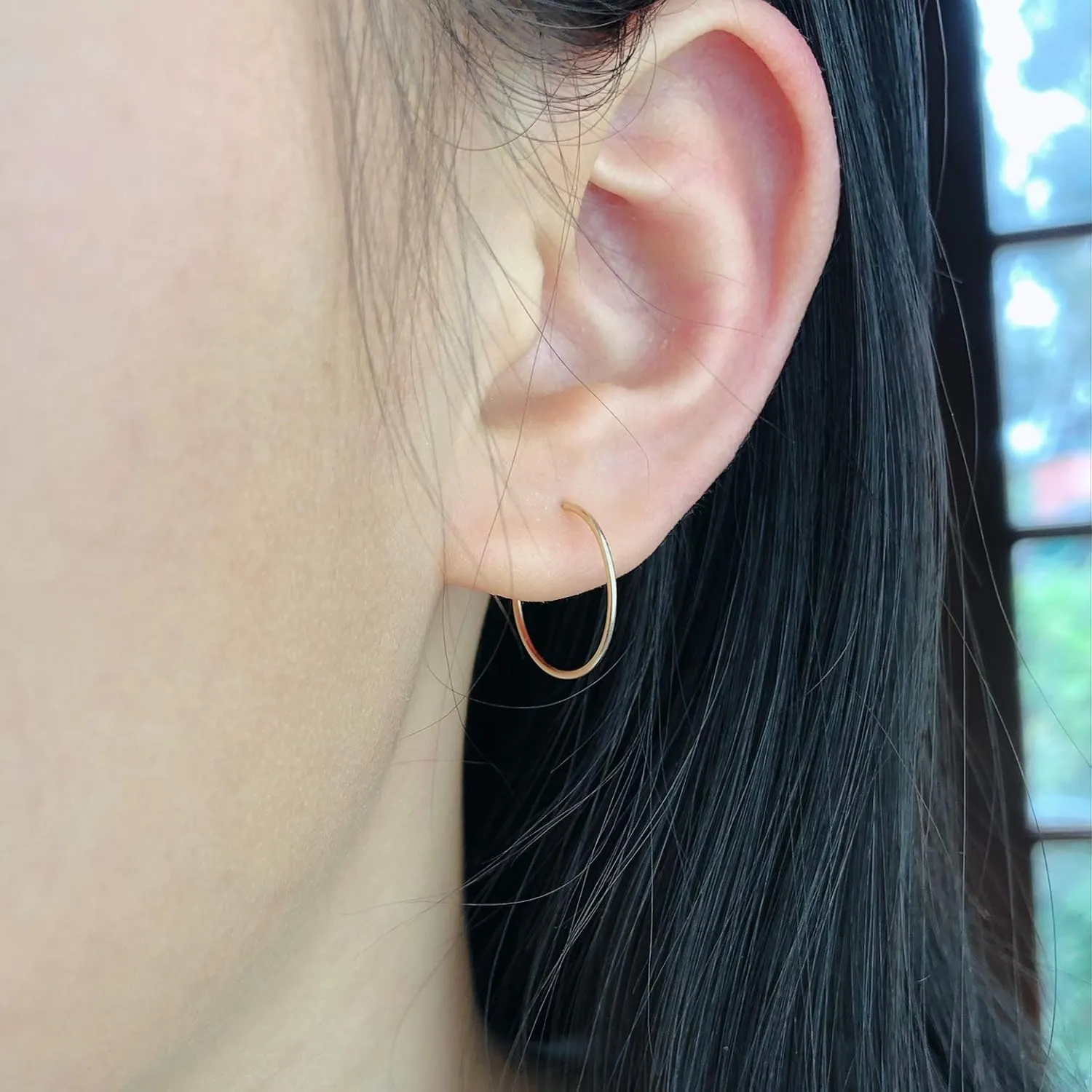 Small Thin Huggie Hoop Earrings for Women - 14k Gold Filled or Sterling Silver Tiny Hoops, Lightweigh Hypoallergenic Gold Hoop Earrings (14K Yellow Gold Filled, 12mm)