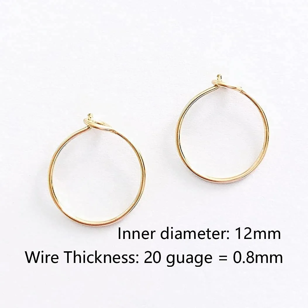 Small Thin Huggie Hoop Earrings for Women - 14k Gold Filled or Sterling Silver Tiny Hoops, Lightweigh Hypoallergenic Gold Hoop Earrings (14K Yellow Gold Filled, 12mm)