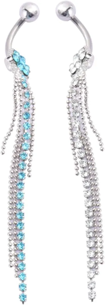 SOIMISS Girls Navel Ring Fashion Body Piercing Set of 2 Tassels Shaped Belly Button Rings Rhinestones Random Color