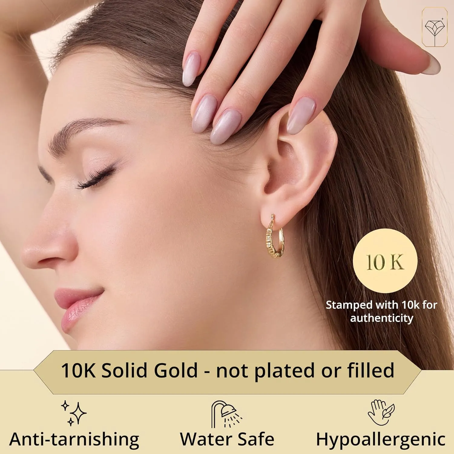 Solid 10k Yellow Gold Hoops Earrings for Women | Hypoallergenic Real Gold Hoops with Secure Click Tops | Anti-Tarnishing Solid Gold Earrings in Various Styles by MAX   STONE