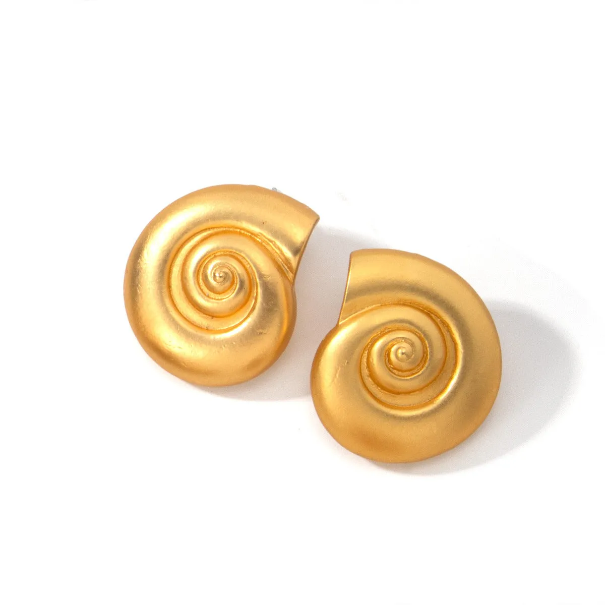 Spiral Texture Gold Stud Earrings JLT12785