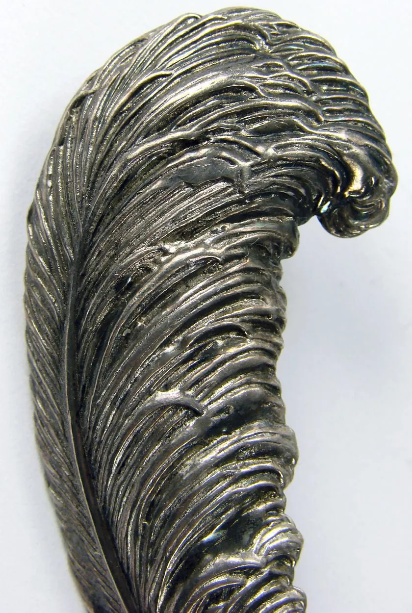 Sterling Silver Feather Quill Brooch 1940s Adorna