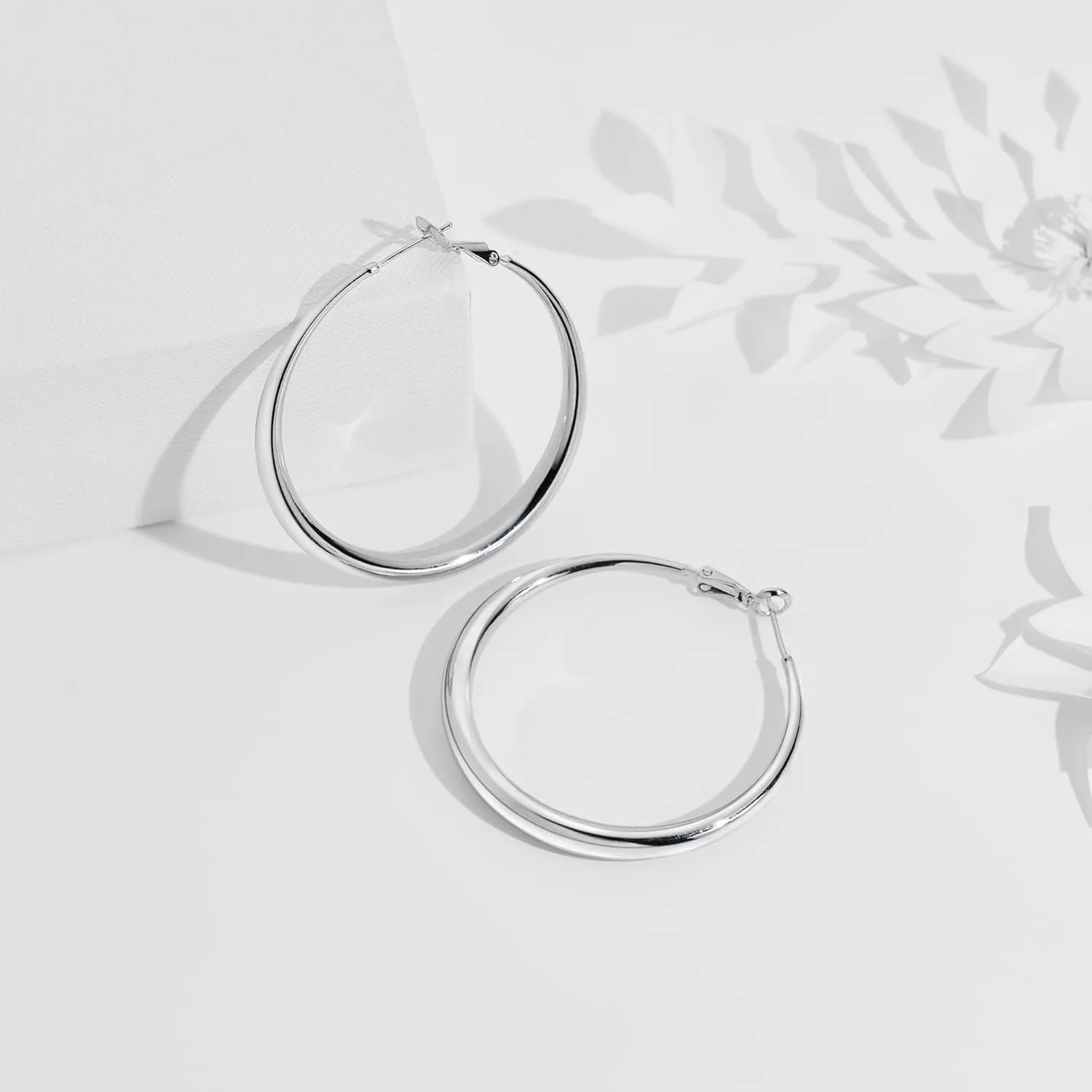 Sterling Silver Hoop Earrings for Women - Large Thick Hypoallergenic Big S925 Silver Earrings Jewelry