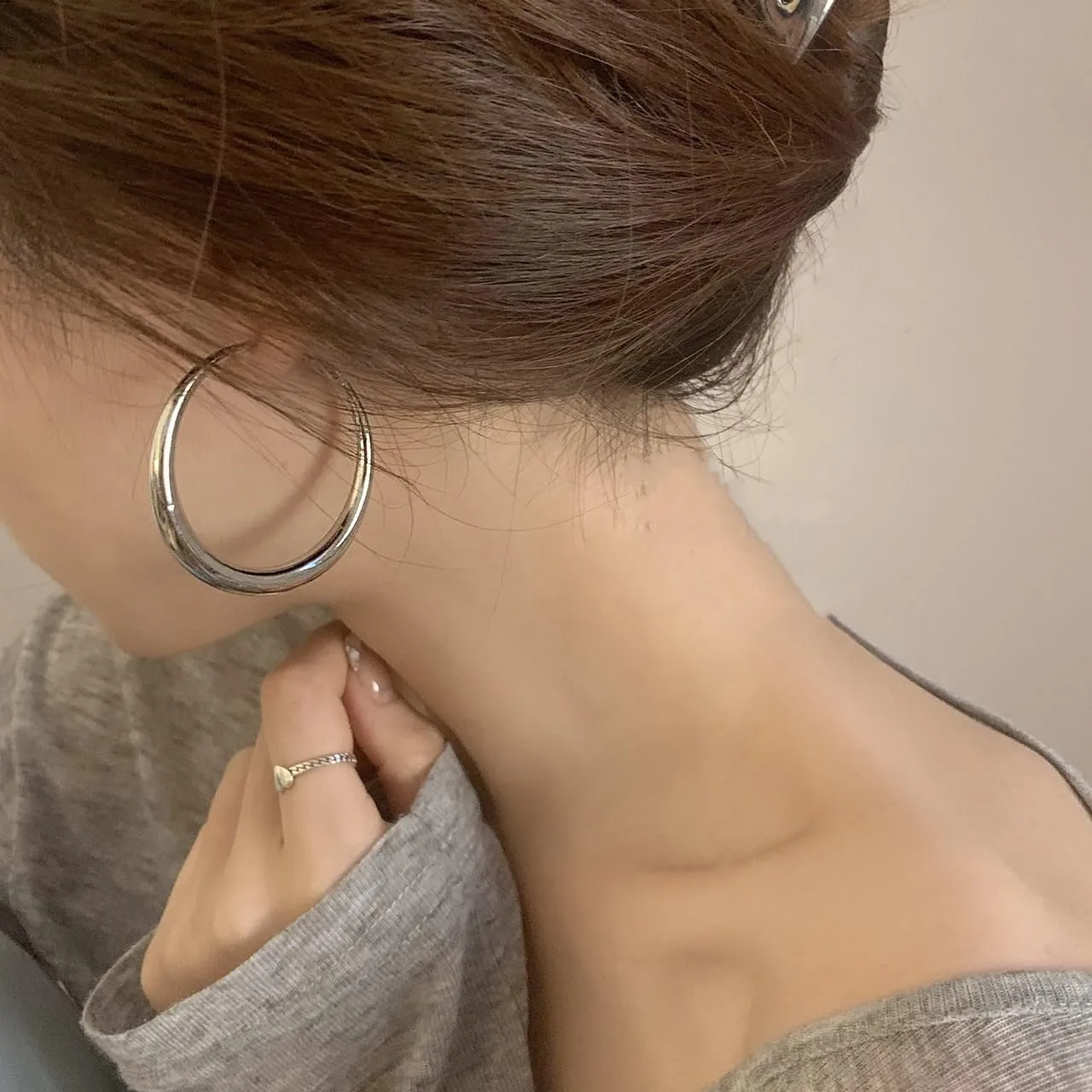 Sterling Silver Hoop Earrings for Women - Large Thick Hypoallergenic Big S925 Silver Earrings Jewelry