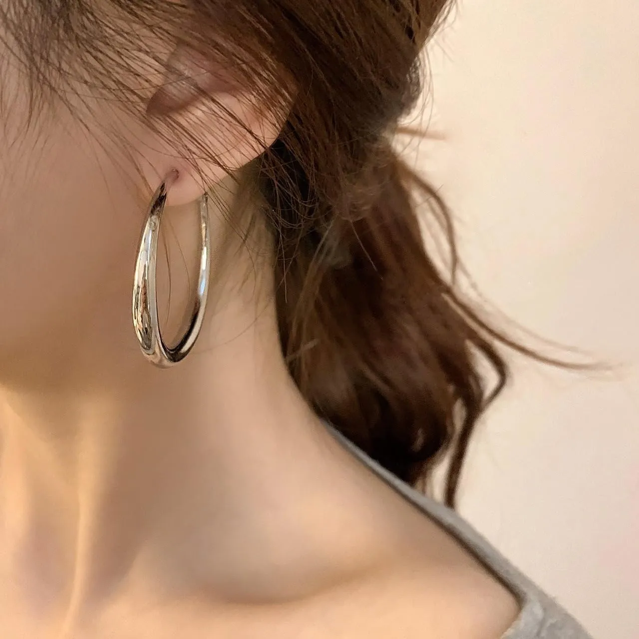 Sterling Silver Hoop Earrings for Women - Large Thick Hypoallergenic Big S925 Silver Earrings Jewelry