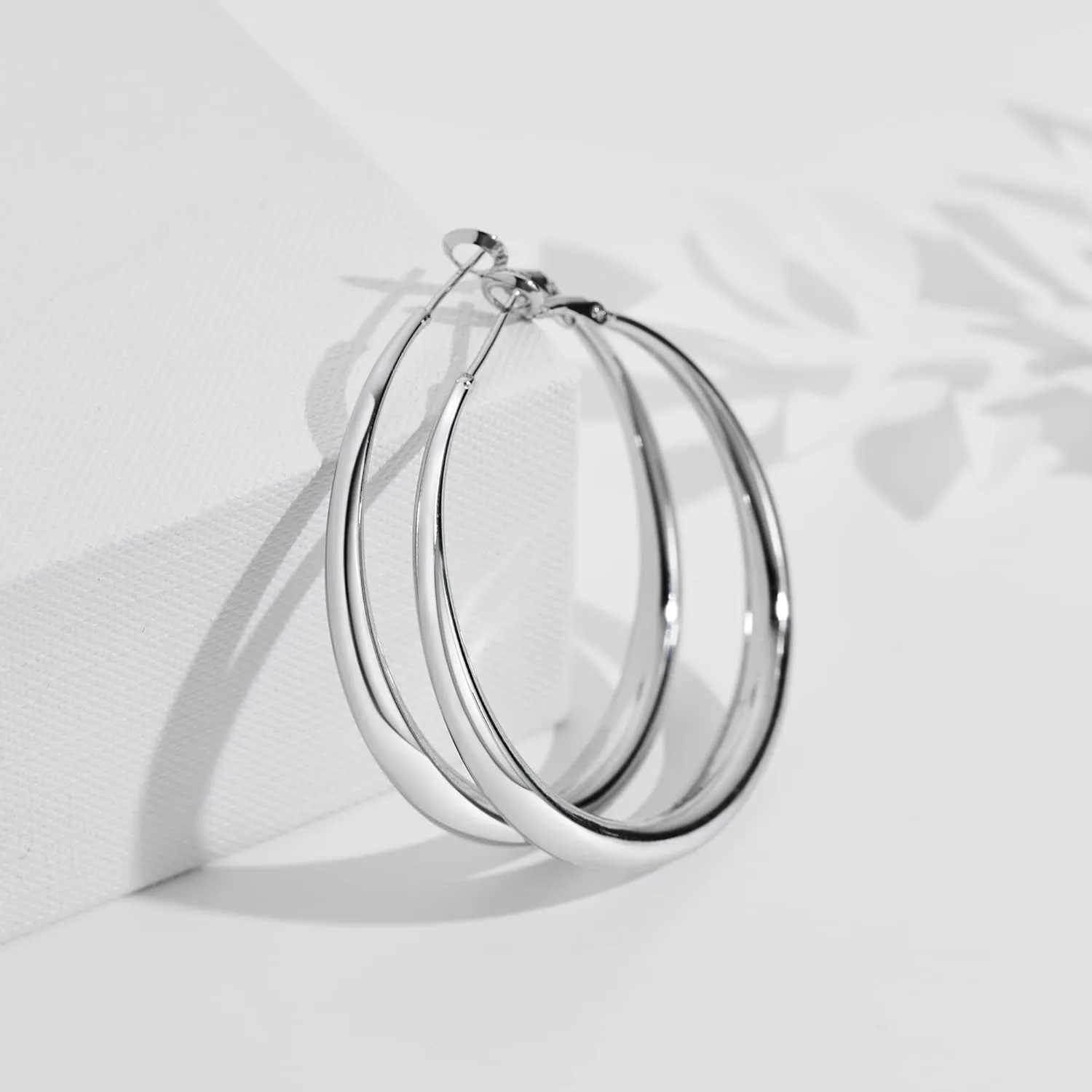 Sterling Silver Hoop Earrings for Women - Large Thick Hypoallergenic Big S925 Silver Earrings Jewelry