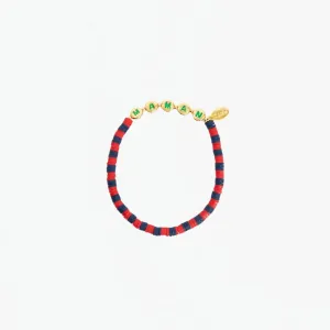Stone Heart Beaded Disc Bracelet (Navy   Poppy)