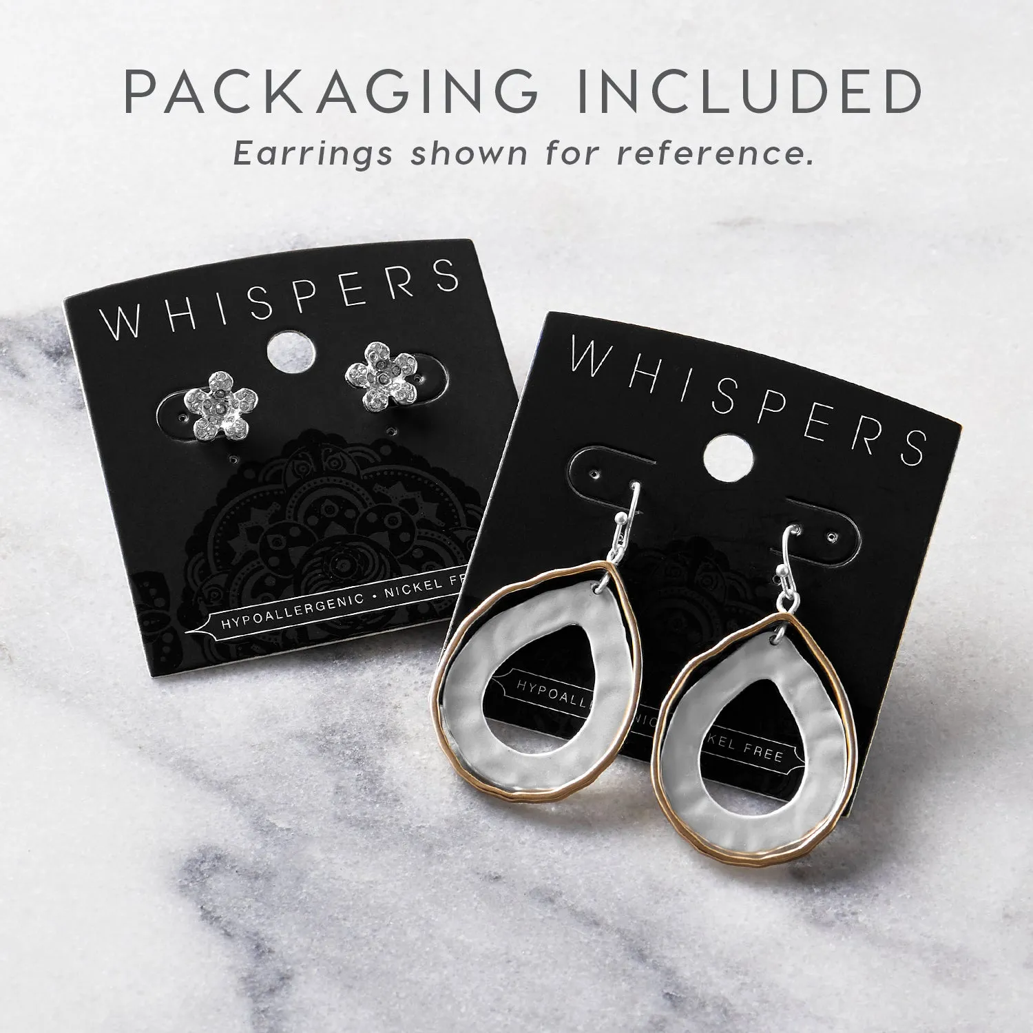 Studded Rectangle Drop Earrings - Silver